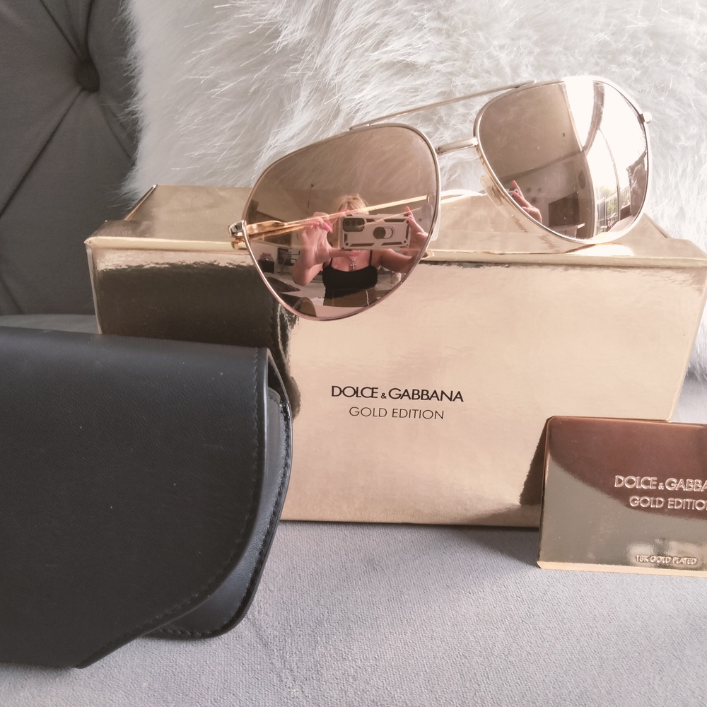 Dolce & Gabbana 18K Gold Plated Aviator Sunglasses Limited Edition